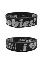 Keep A Breast I Love Boobies! Bracelet (White on Black)