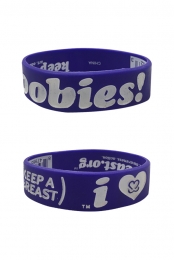 Keep A Breast I Love Boobies Wristband (White On Purple)
