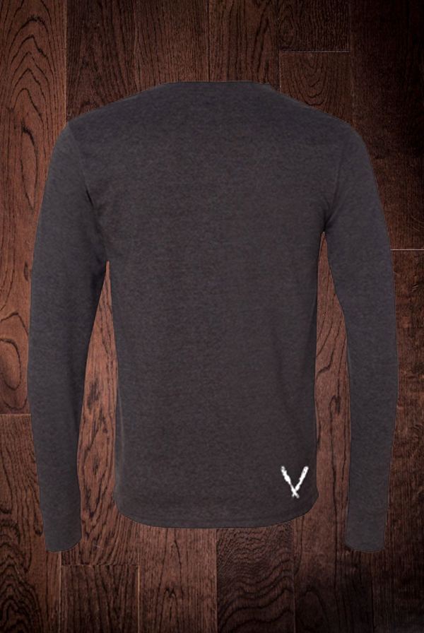 Long Sleeve Henley (Dark Grey Heather) TShirts Deep V Apparel T