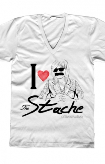 I Heart The Stache V-Neck (White)