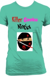 ''Killer Cookie Ninja'' Green Tee Women