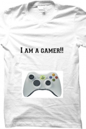 White I am a gamer!! t-shirt 