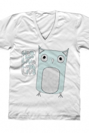 Owl Unisex V-Neck (White)