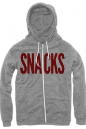 Snacks Zip-Up Hoodie (Grey and Maroon)