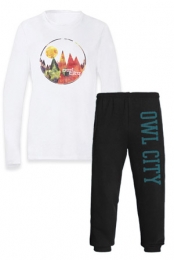 College Sweatpants + Watercolor Mountains Longsleeved Tee