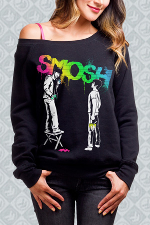 Graffiti Rainbow Off-the-Shoulder Sweatshirt
