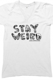 Stay Weird V-Neck (White) - mckennacaitlin
