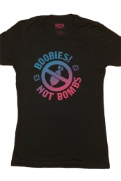 Boobies! Not Bombs Girls Tee - Black