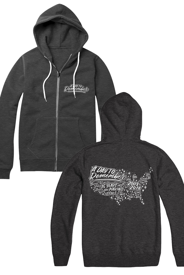 A Day To Remember Open Road Zip Up Hoodie (Heather Charcoal)